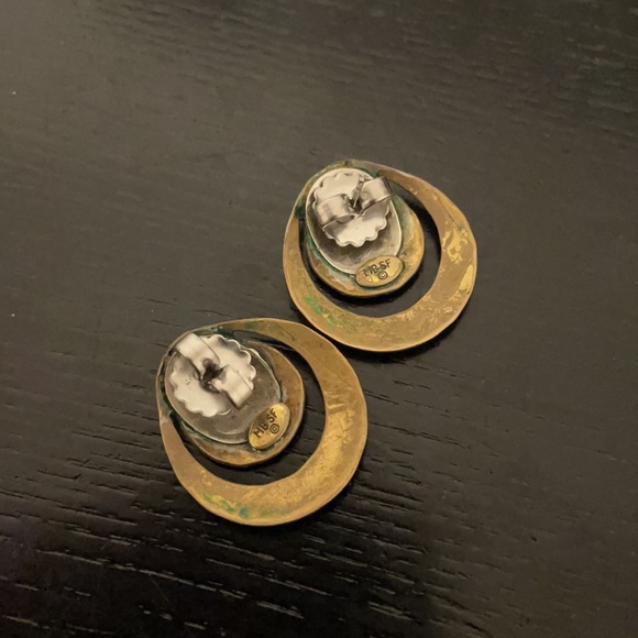 Marjorie Baer Vintage Brass and Silver Earrings - Picture 3 of 4